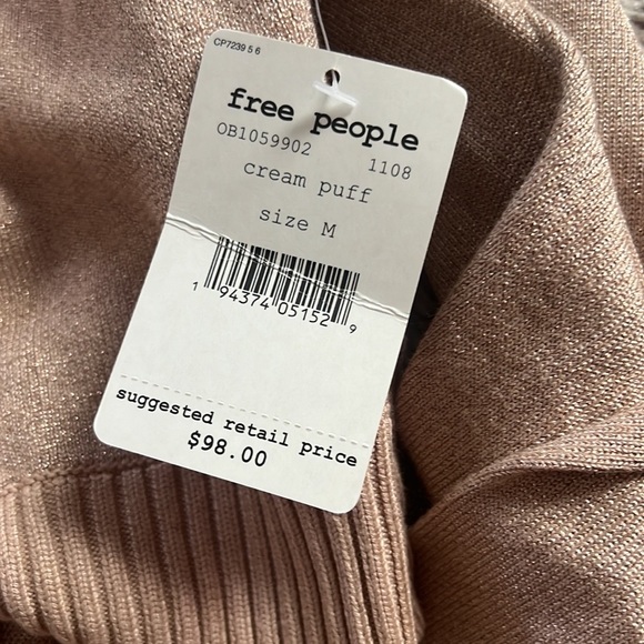 Free People -NWT- Starry Nights Shimmer Sweater- Cream Puff- Size: Medium - Picture 6 of 8